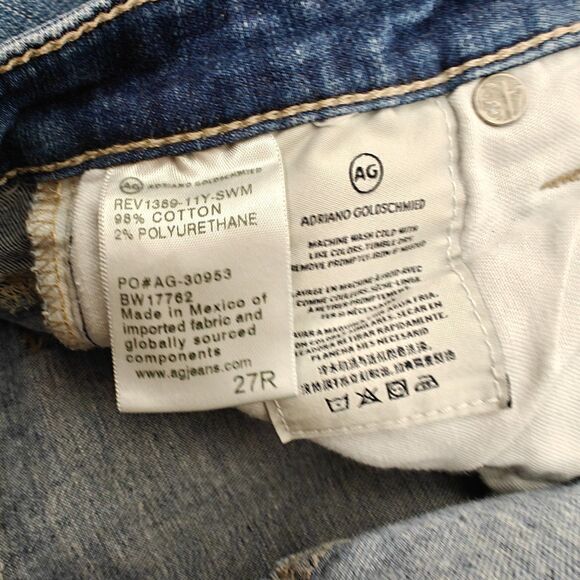 AG Adriano Goldschmied The Legging Ankle Jeans Super Skinny Distressed Size 27 R - Picture 7 of 8